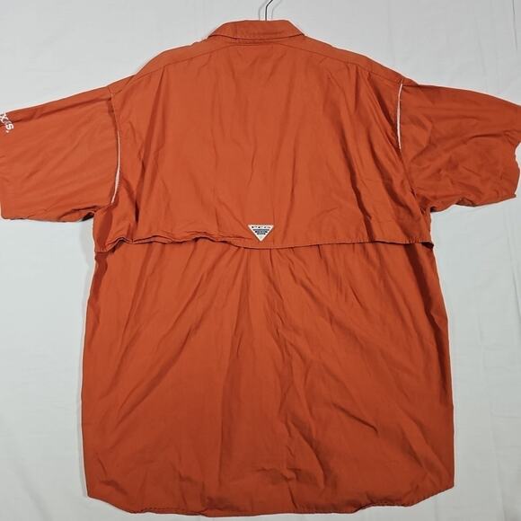 Columbia PFG University Of Texas Shirt Men’s 2XL Orange UT Fishing Short Sleeve - Picture 7 of 8